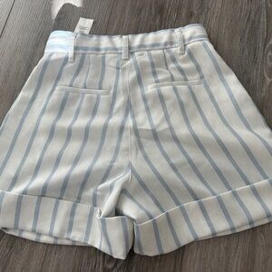 Wilfred High Waist White and Blue Striped Shorts from Aritzia